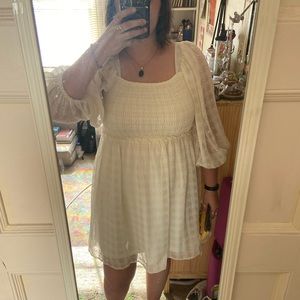 Arula Size 16 White Puff Sleeve Babydoll Dress